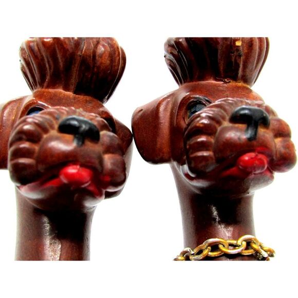 Vintage Long Neck Poodle Figurines Rhinestone Eyes - Picture 10 of 12